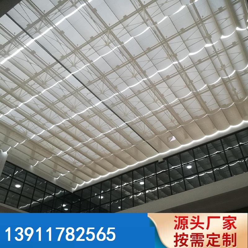 阳光房顶棚 电动遮阳帘遮光帘自动伸缩天棚帘玻璃房天窗遮阳防晒网