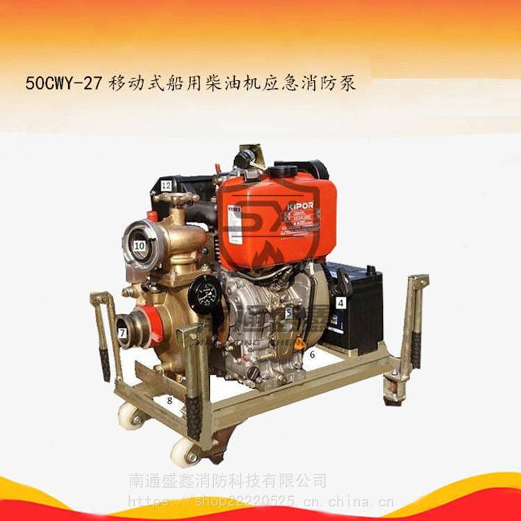 船用50CWY-32(移动式) 手电一体动柴油机应急消防泵ZC/ZY/CCS船检