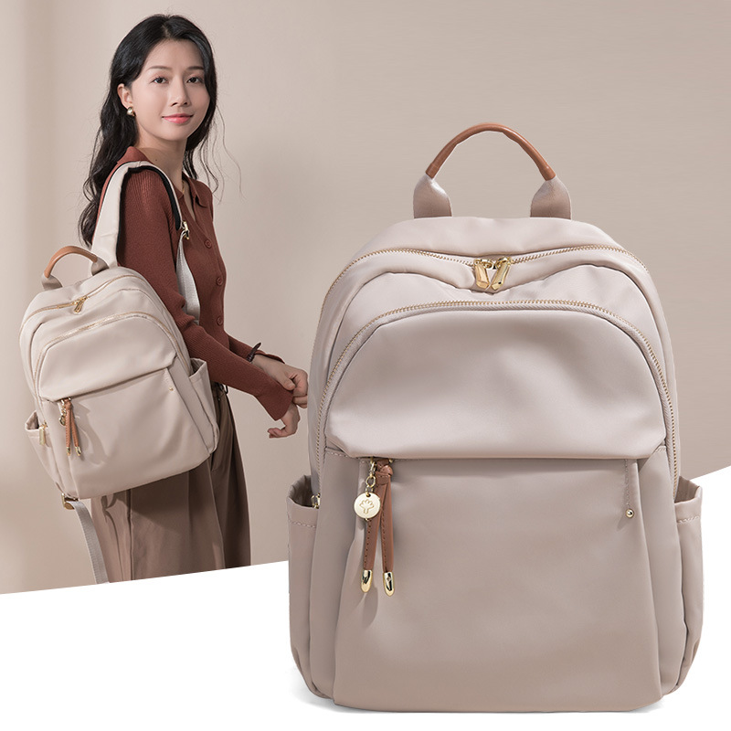 双肩包女商务出差大容量防水轻便牛津布背包多功能通勤旅行电脑包