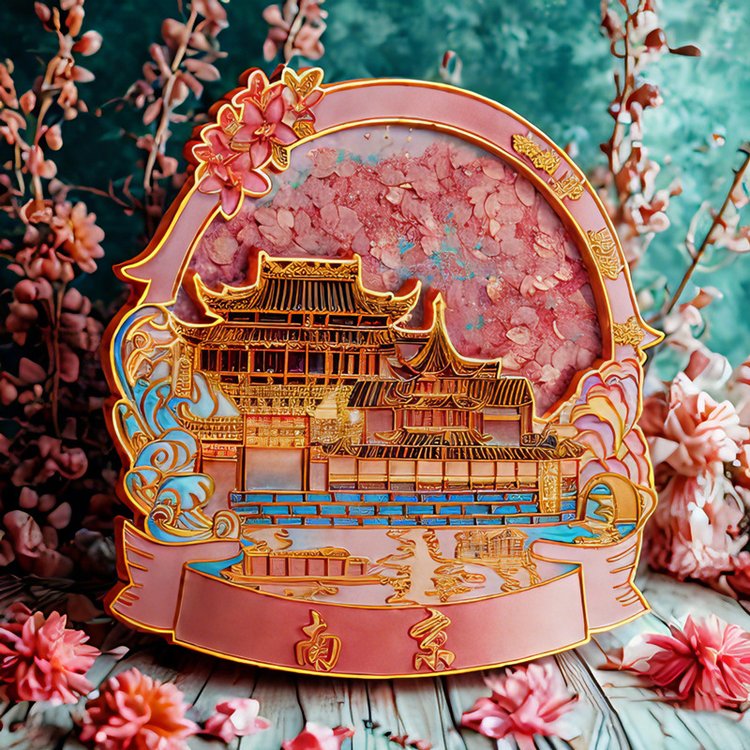 景区冰箱贴定制 家居文创流麻流沙金属烤漆强磁贴 厂家定做