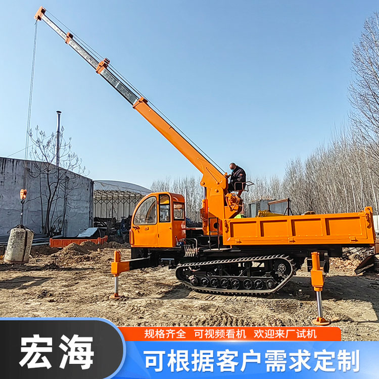 前置推铲履带随车吊 履带式吊运一体机 全地形履 带自卸吊 宏海