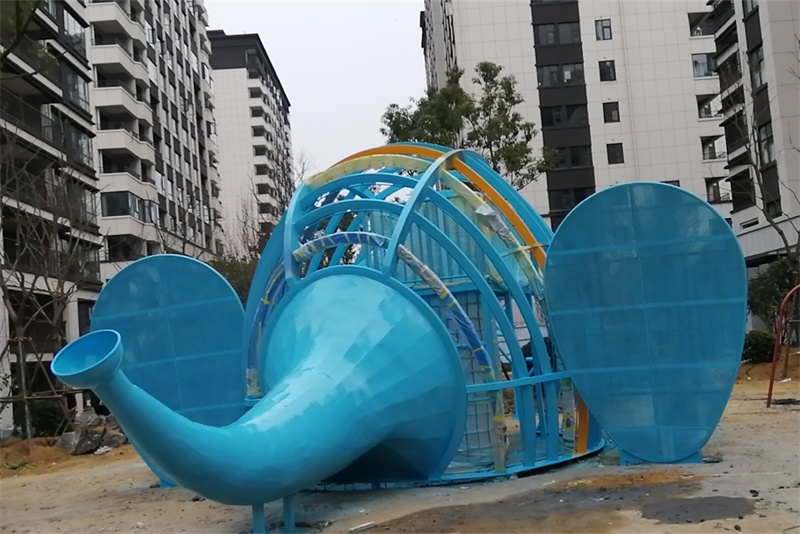 公园景区 游乐设备 动物大象造型不锈钢滑梯 儿童无动力设施 汉林游乐