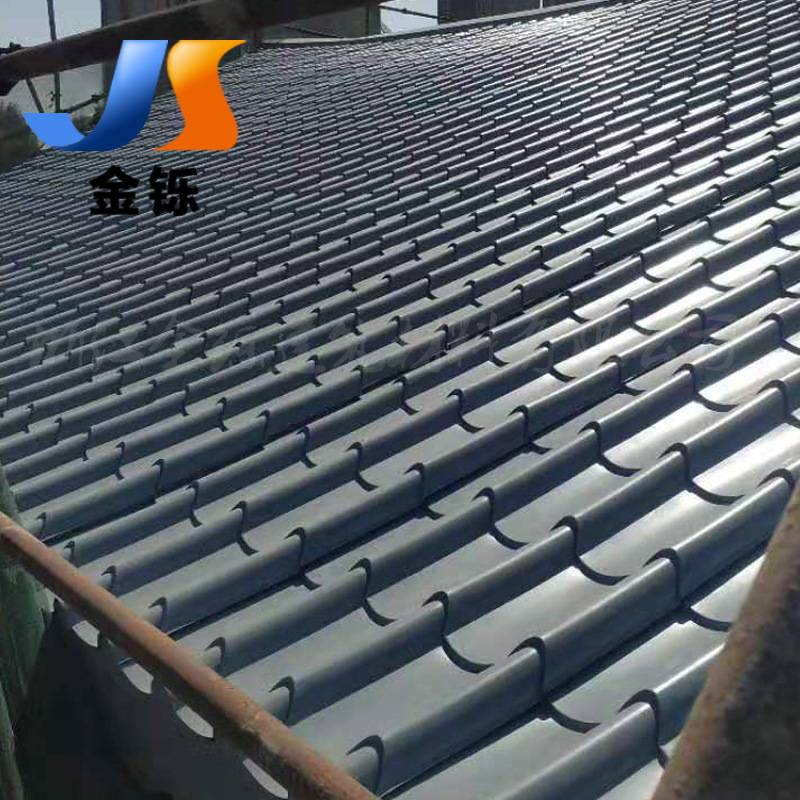 古建筑屋面金属琉璃瓦 绿色 765型景区铝镁锰仿古瓦 铝合金屋面瓦