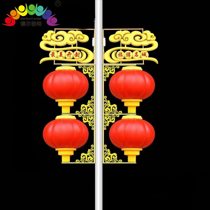 LED中国结 道路照明三连串太阳能灯笼厂家批发博尔勃特