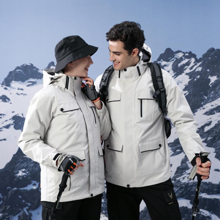 户外羽绒冲锋衣加厚三合一防风防寒工作服登山滑雪工装棉服女