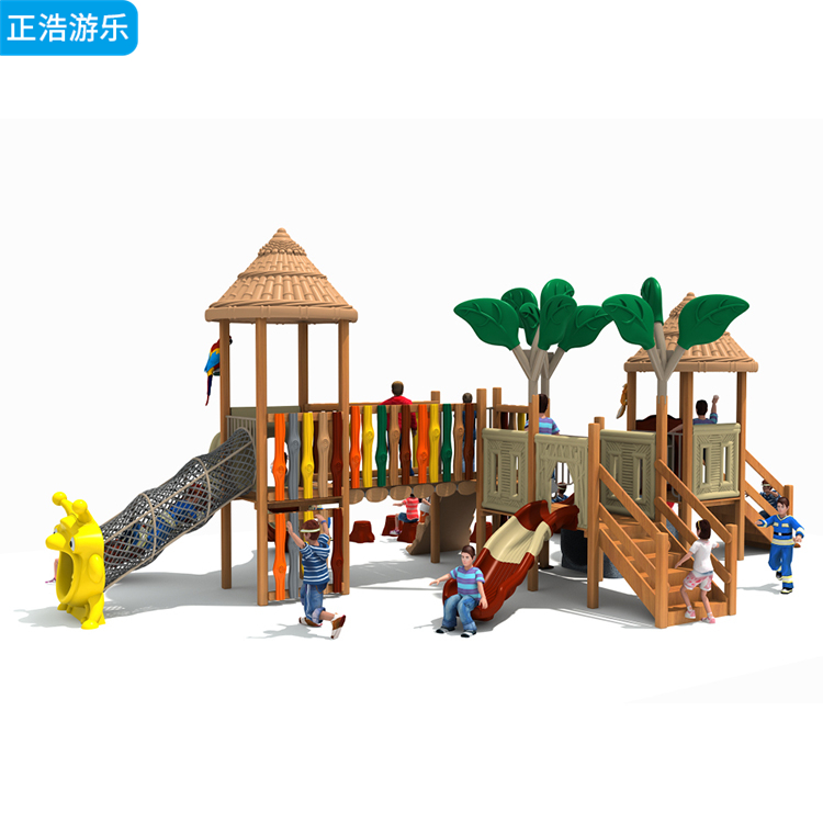 正浩 户外大型儿童木质滑梯攀爬架组合 非标游乐设备定制