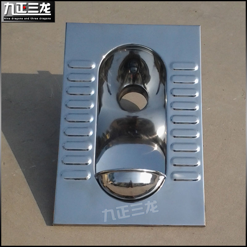 不锈钢卫浴洁具304钢蹲便器工程用白钢蹲坑四周出水大便池
