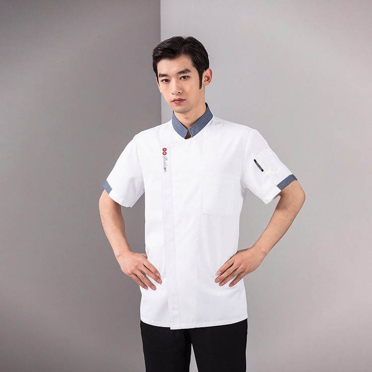 厨师工作服男短袖薄款夏季厨房透气时尚女餐饮后厨饭店厨师服