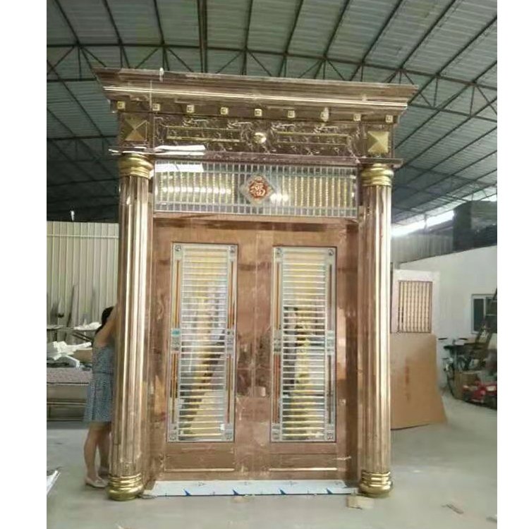 弘扬门业 不锈钢防盗门 罗马柱门 防火隔音 304家用门