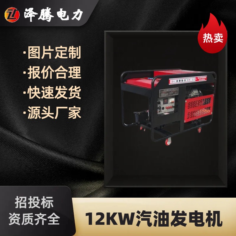 12KW汽油发电机 泽腾电力 SH15000E 动力型号ZT2V80 风冷 电启动