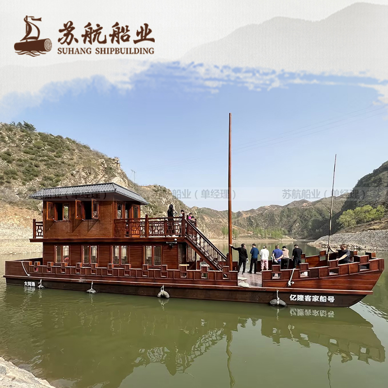 大型仿古战船 双层电动观光船 景区观光旅游船木船