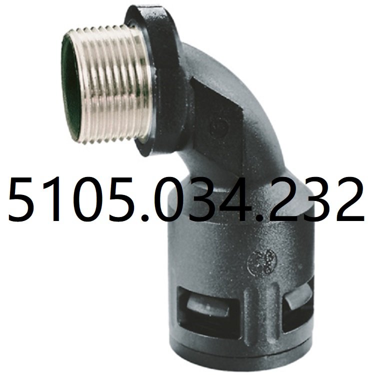 FLEXA 5105.034.232 RQBK90-M-AD34,5-M32-尼龙软管接头-带金属螺纹