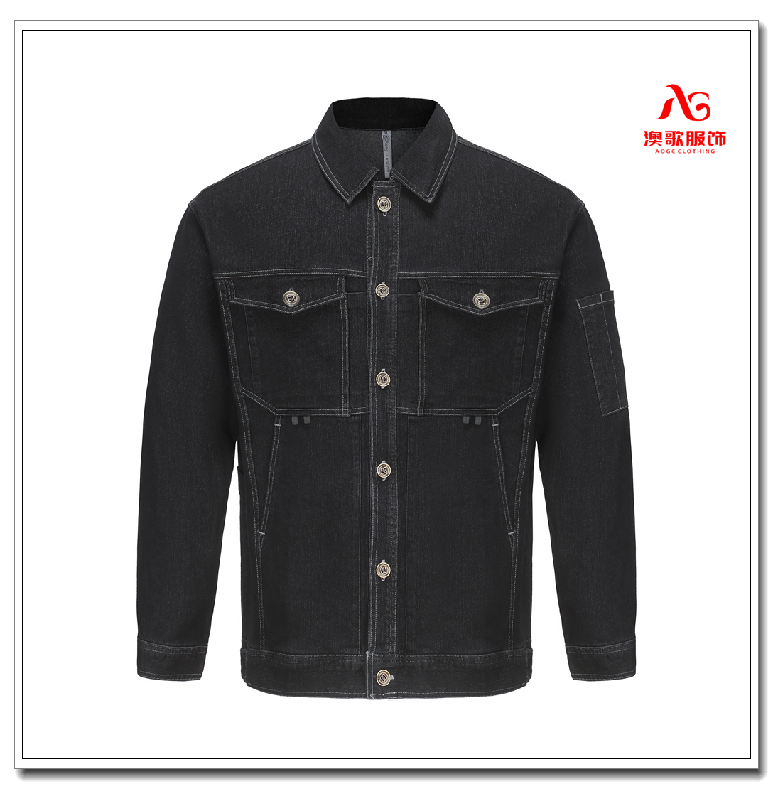 Ag1811 牛仔夹克款工作服套装 耐磨耐穿 工作服定制 可开票可印logo