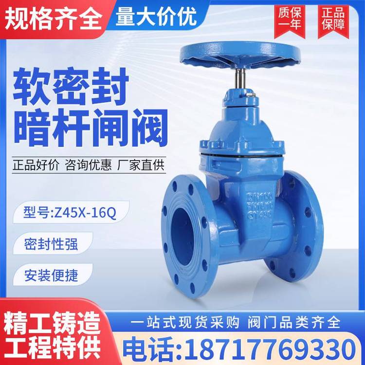 冠强阀门沪工 良精Z45X-16Q暗杆软密封法兰闸阀弹性座封消防水手动
