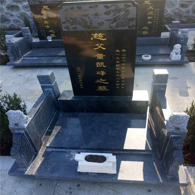 黑色中式公墓陵园 组合石雕墓碑 质地坚硬 抗风化能力强 泽庆园林