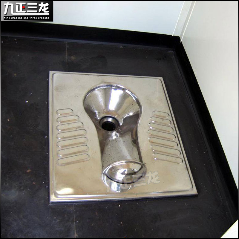 不锈钢蹲便器带盖板 白钢蹲便 大便池标准款蹲坑