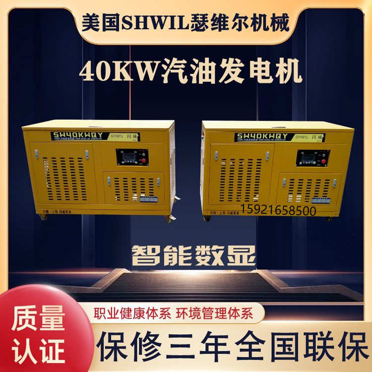 美国瑟维尔机械 40KW静音汽油发电机水风双冷 移动小型