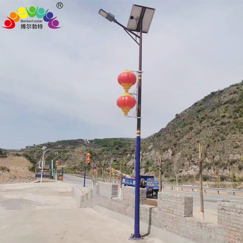 博尔勃特三连串灯笼道路户外照明LED中国结太阳能路灯厂家批发