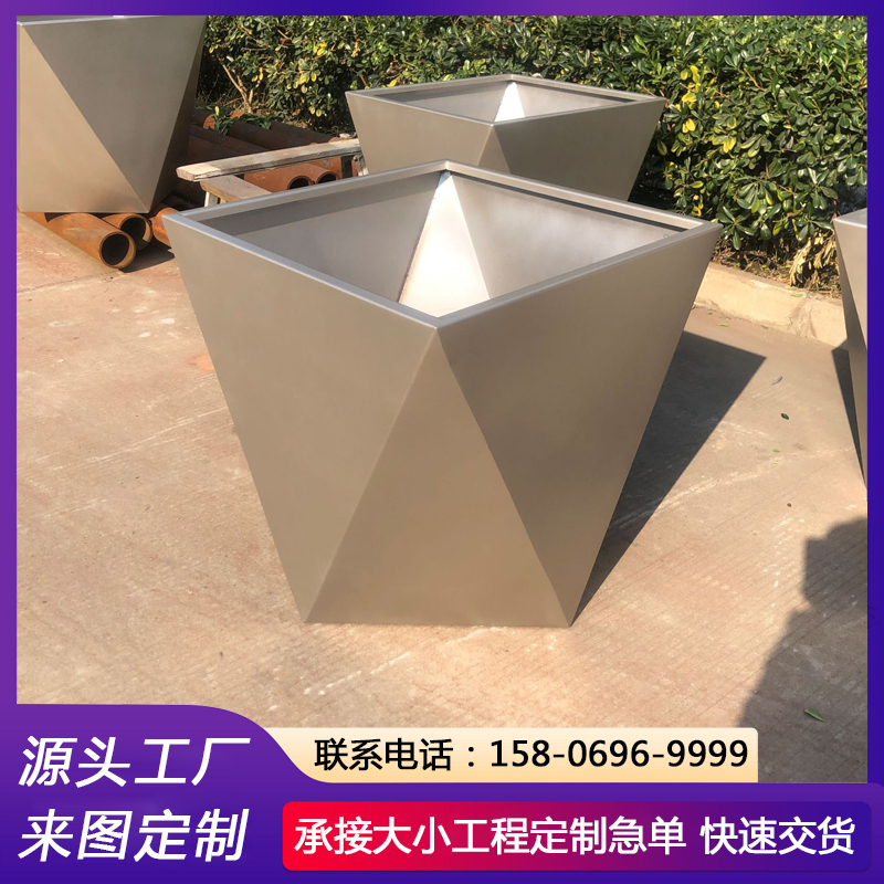 办公室艺术花槽 休闲区不锈钢花盆 铁艺花箱定做 源头工厂