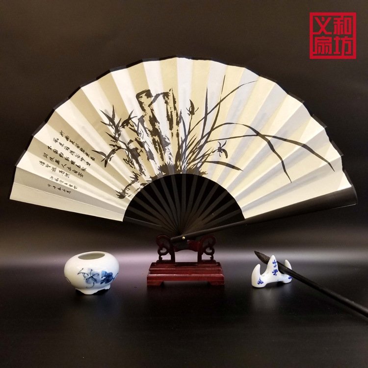 批发10寸男扇绢 扇礼品 绢布折扇定制竹骨绢 扇定做中国风小扇子