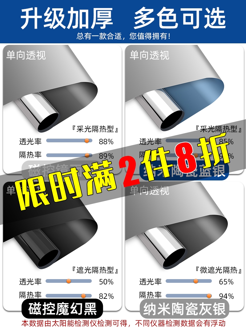单向透视玻璃贴膜遮阳防晒隔热神器阳台厨房窗户贴纸遮光膜防隐私