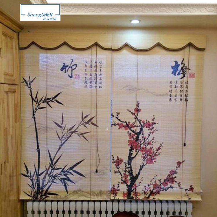 工厂定制可印画优质国风遮光遮阳防腐防潮茶楼竹帘窗帘