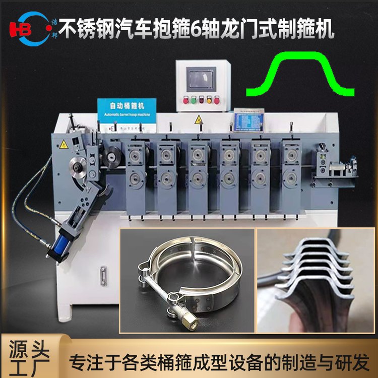 浩邦机械直供不锈钢汽车抱箍机6轴龙门式HBDG-6Z－VL制箍机