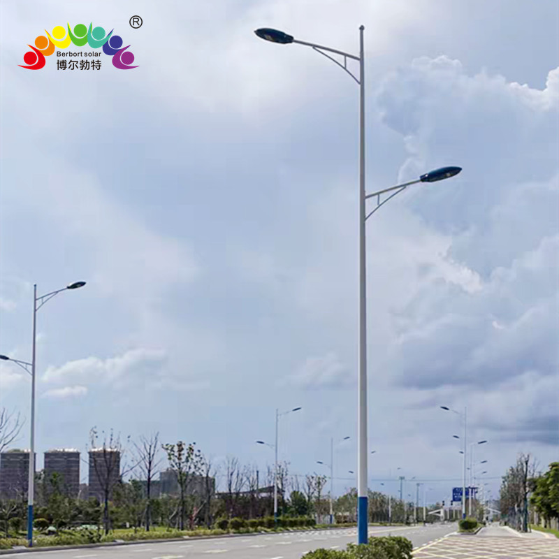 博尔勃特市电LED路灯市政道路户外照明双臂太阳能路灯杆厂家批发