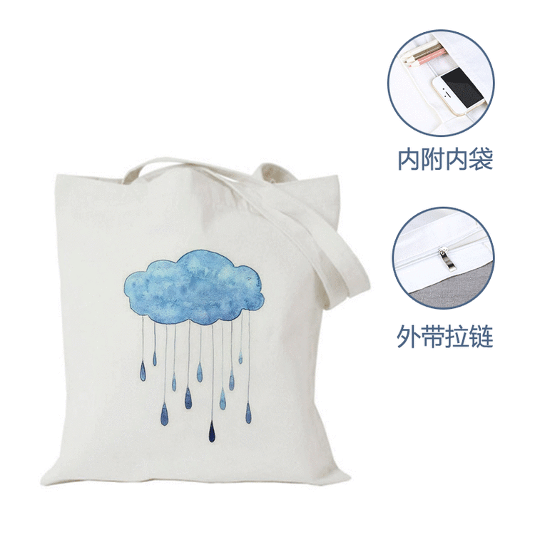 简约手绘帆布袋富源环保棉布购物手提单肩包可印制logo文案广告宣传语工厂定制