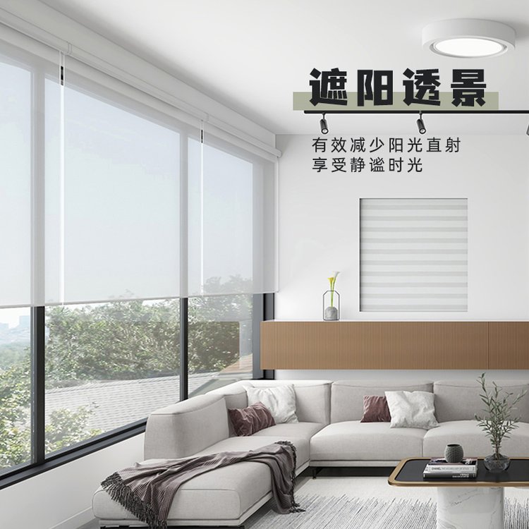 办公室遮光卷帘 咖啡厅半遮光电动卷帘 简洁美观
