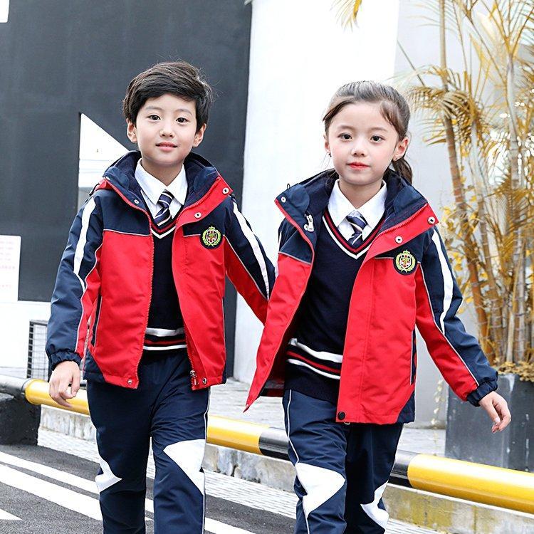 小学生校服春秋装冲锋衣儿童秋冬运动班服幼儿园园服三合一可拆卸