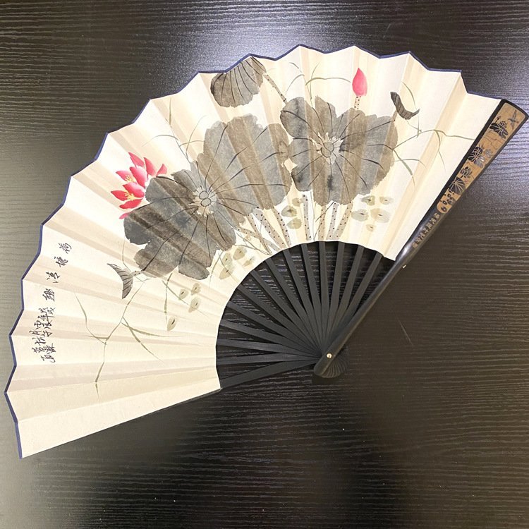 厂家定制10寸手绘题字纸折扇绘画扇子传统折叠古风