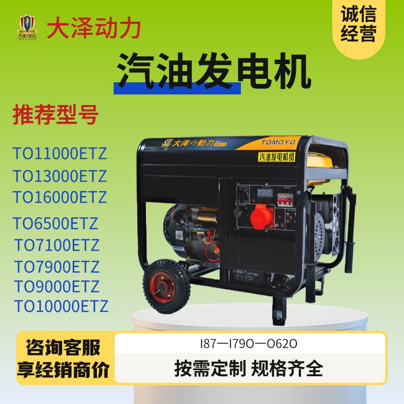 出口 5KW汽油发电机 大泽动力TO6500ETZ单缸 等功率 户外施工6KW7KW