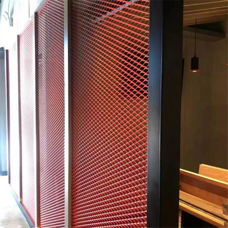 三展装饰铝板网幕墙铝拉网烧烤饭店卡座隔断金属网菱形铝网格