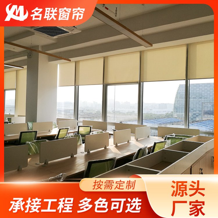 遮阳卷帘定制 办公室透景卷帘 办公大楼电动半遮光窗帘 升降成品窗帘