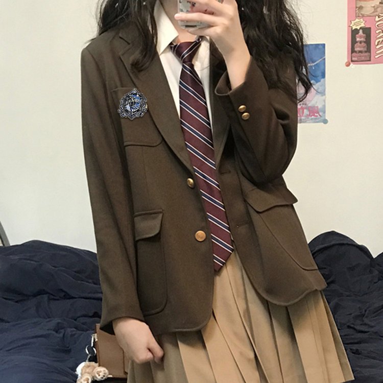 日系学院风JK西装外套秋冬正版原创制服女学生校供感西服套装全套