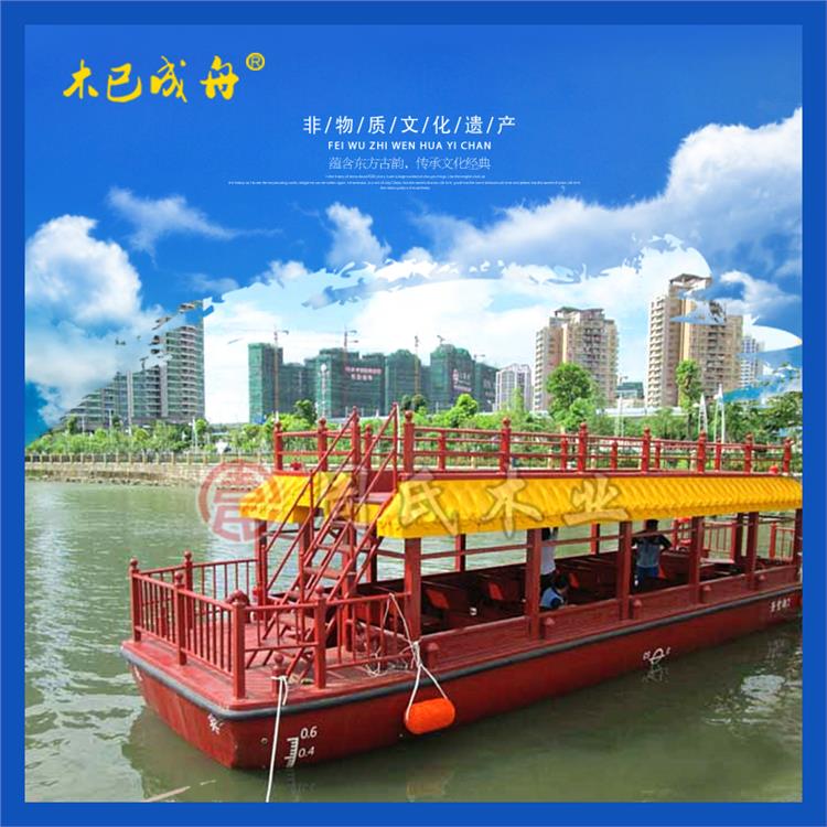 定制景区双层表演船 中式传统迎亲画舫船 古装影视道具船