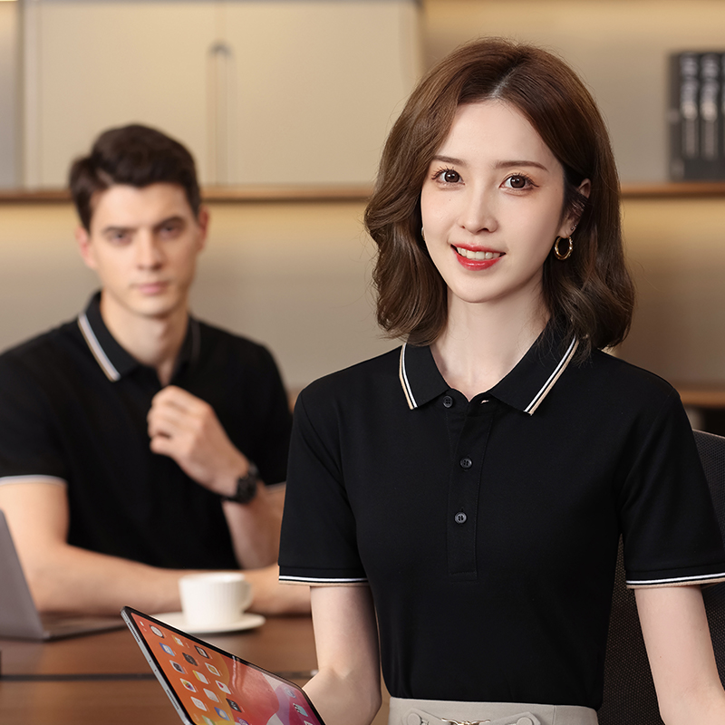 短袖polo衫印制logo工作服定 制薄款男女同款翻领团体工装广告衫