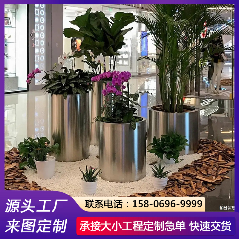 户外景观花槽 不锈钢花钵定制 印花LOGO 源头工厂