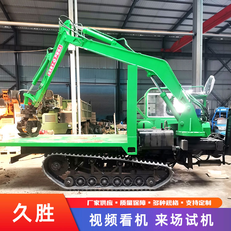 工程履带随车抓木机 抓甘蔗竹子运输车 全地形自卸抓运一体机 久胜