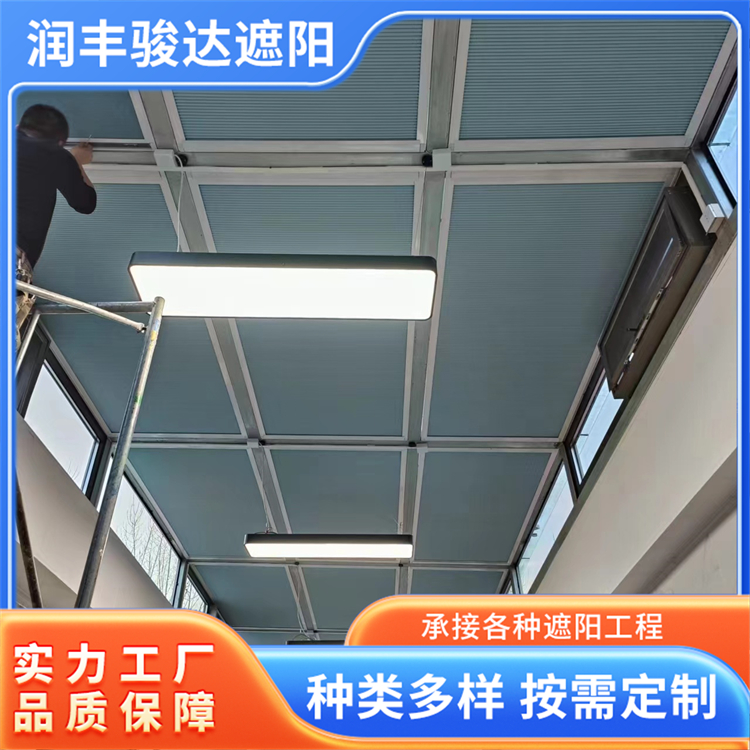 电动遮阳蜂巢帘 遮光天棚帘厂家 弹簧提拉 防雨防水户外用