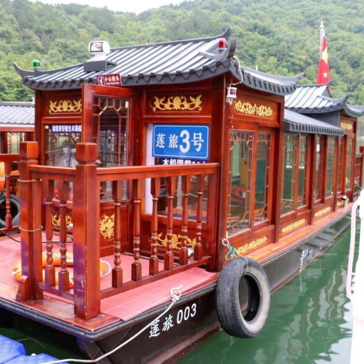 仿古游船 景区观光船制造 8米电动画舫船木船苏航牌