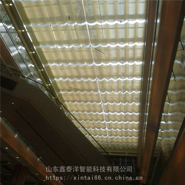 支持定制 建筑遮阳帘 隔热防晒 商场 体育馆采光顶天棚帘 电动遮阳棚